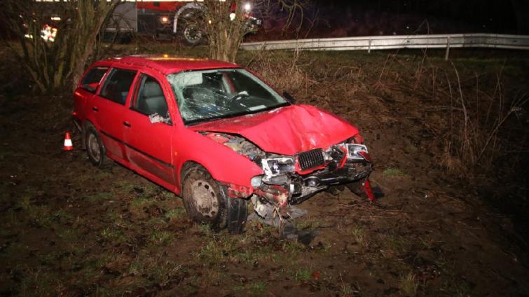 Řidič nezvládl na rovném úseku řízení a havaroval. Po nehodě nadýchal přes dvě promile