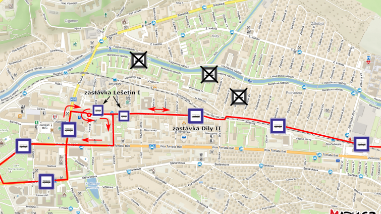 Linka 33X ve dnech 12. až 14. listopadu