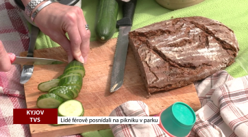 Lidé férově posnídali na pikniku v parku