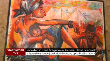 V Jezuitském sklepě jsou k vidění obrazy z uprchlického tábora