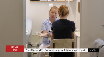 Transfúzní oddělení nemocnice se zaplnilo nejen prvodárci