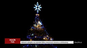 Advent zahájilo v Hulíně rozsvícení stromu i ohňostroj