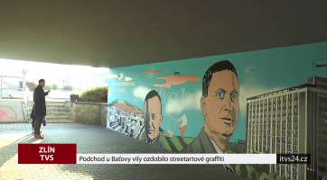 Podchod u Baťovy vily ozdobilo streetartové graffiti