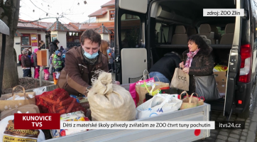Děti z mateřské školy přivezly zvířatům ze ZOO čtvrt tuny pochutin