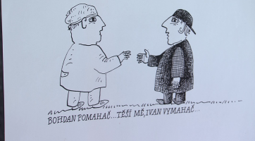 Jiří Hiršl vystavuje kreslený humor v kině Máj