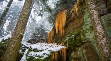 Barevné ledopády Pulčínských skal jsou opravdovým skvostem