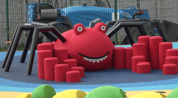 Dětskému hřišti v Ostrožské Nové Vsi vévodí červený krab