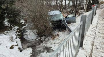 V Hošťálkové narazilo auto do stromu a zastavilo až u potoka. Řidič zůstal ve voze zaklíněn