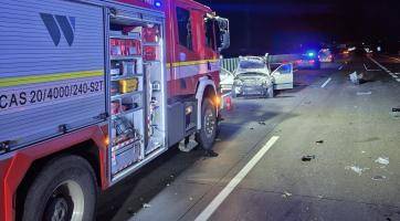Dálnici D1 u Hulína uzavřela na několik hodin dopravní nehoda dvou osobních vozidel