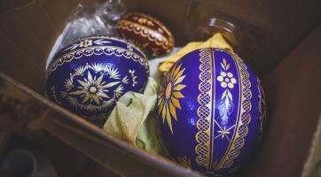 Slámové kraslice Jaroslava Němce. Foto: Kateřina Nosková