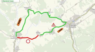 Objízdná trasa pro vozidla do 3,5 tuny mimo BUS a vozidla IZS.