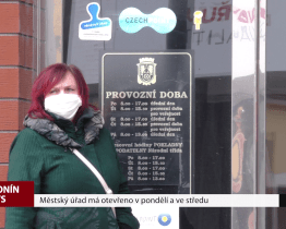 Městský úřad má otevřeno v pondělí a ve středu