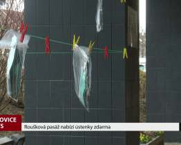 V rouškové pasáži si můžete vzít ústenky zdarma