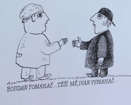 Jiří Hiršl vystavuje kreslený humor v kině Máj