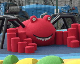 Dětskému hřišti v Ostrožské Nové Vsi vévodí červený krab