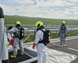 Dálnice D49 u Fryštáku posloužila jako místo nácviku mimořádné události